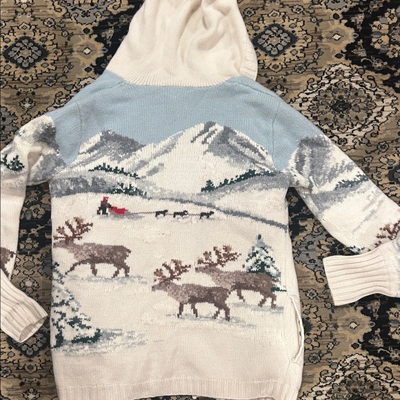 Vintage Ralph Lauren Cream and Blue Winter Cardigan - Picture 4 of 11